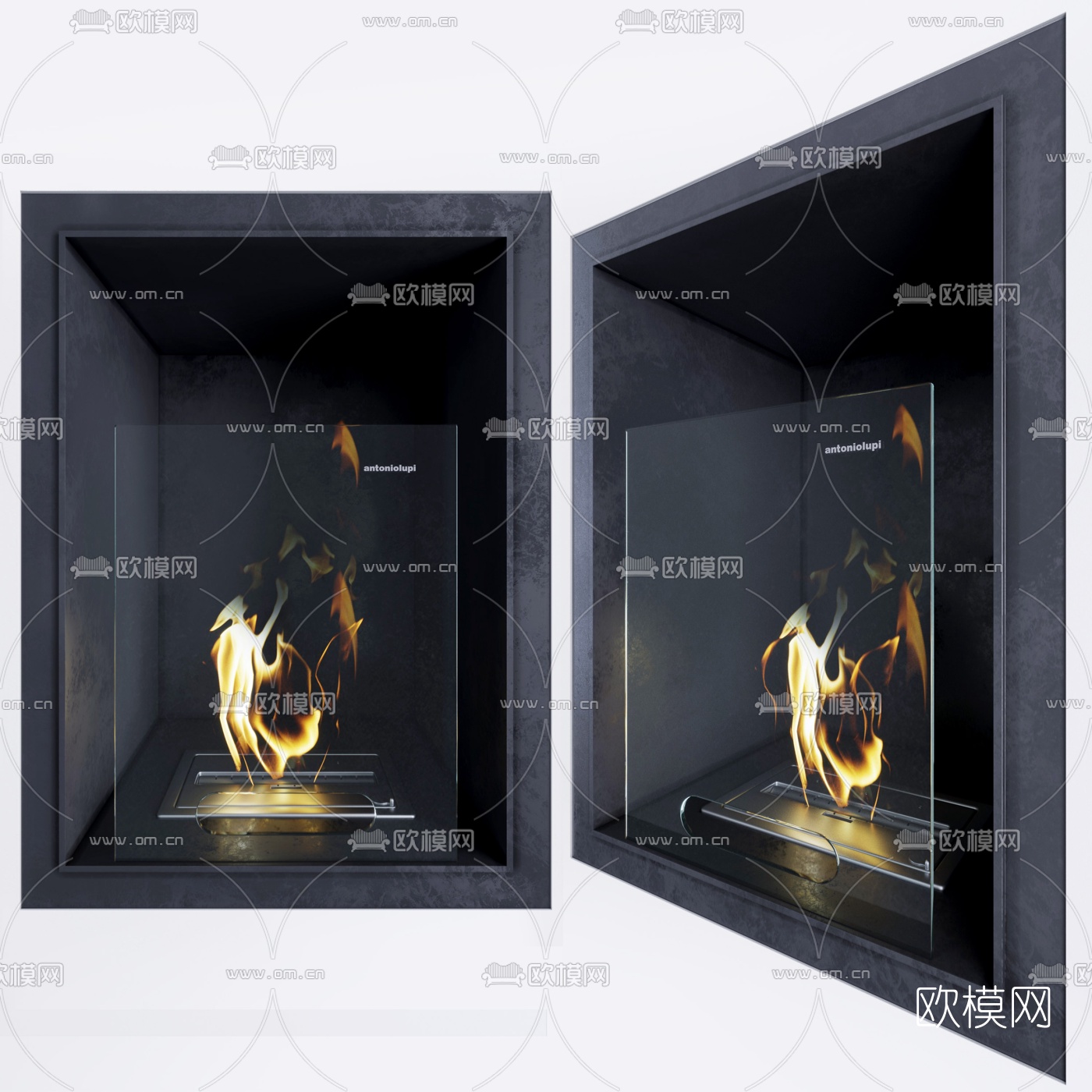 现代电子壁炉3d模型下载