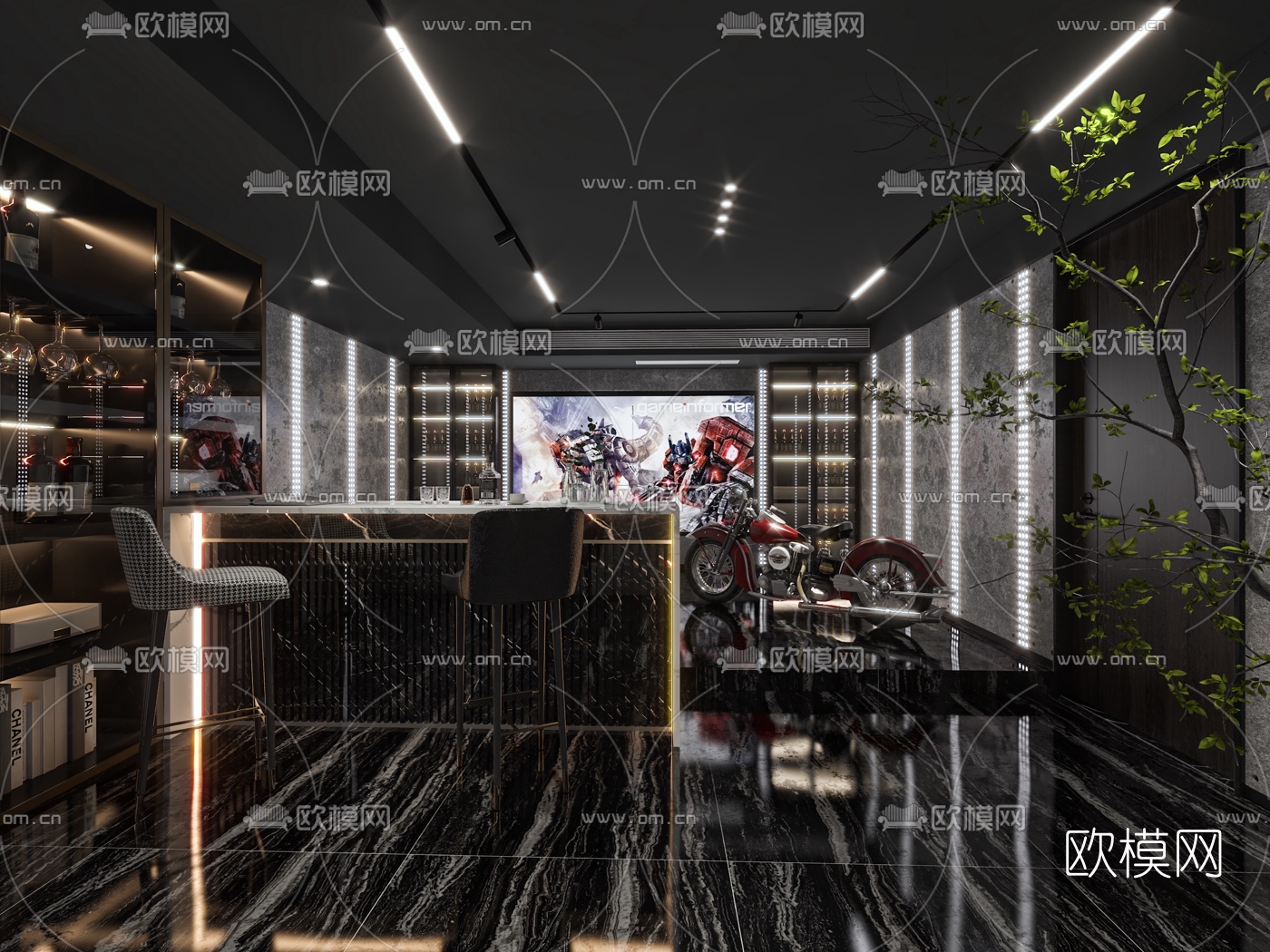 现代轻奢储酒室影音室3d模型
