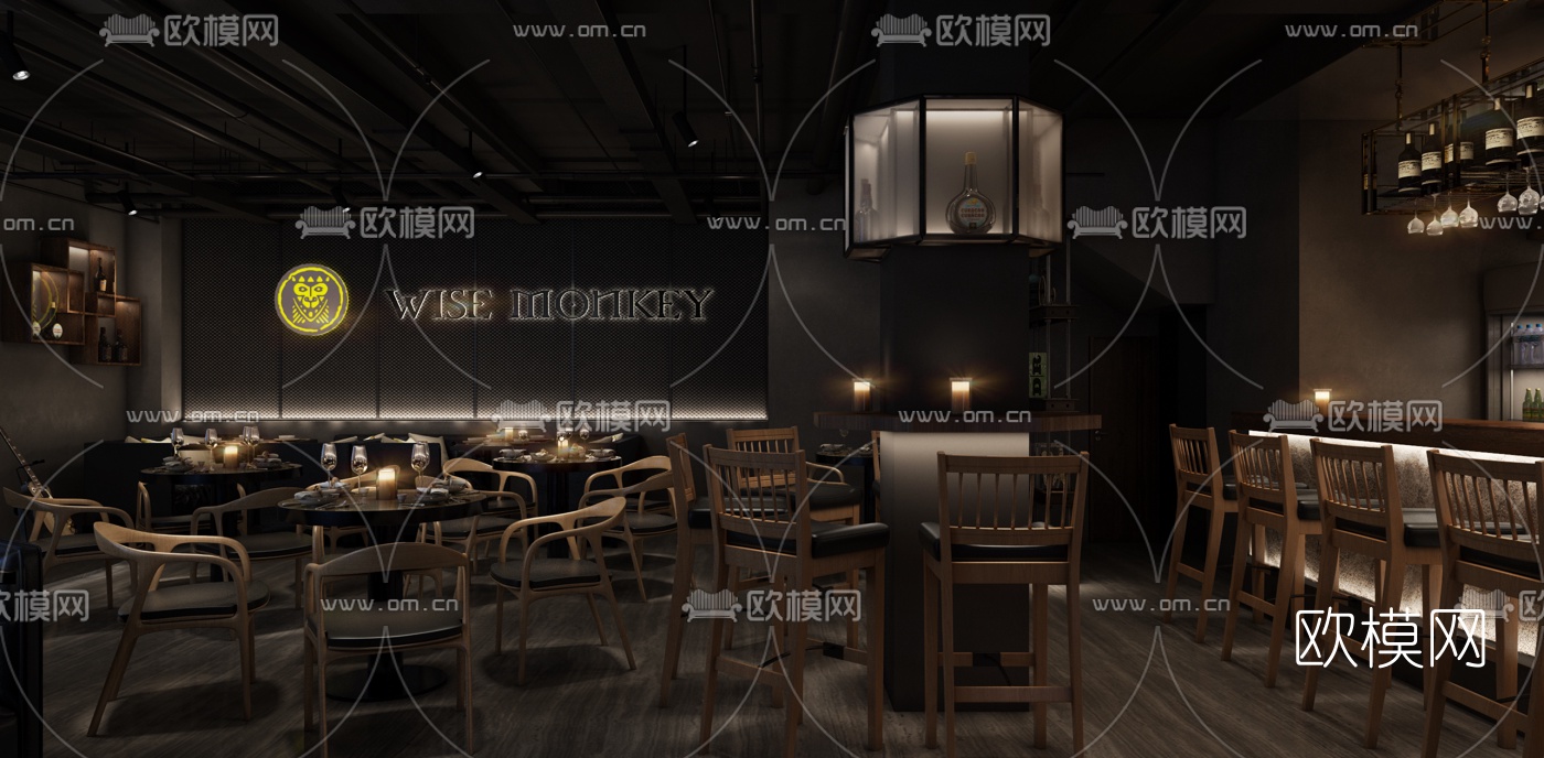工业风音乐清吧3d模型