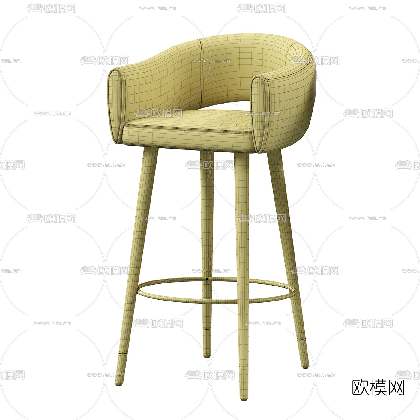 现代布艺吧椅3d模型