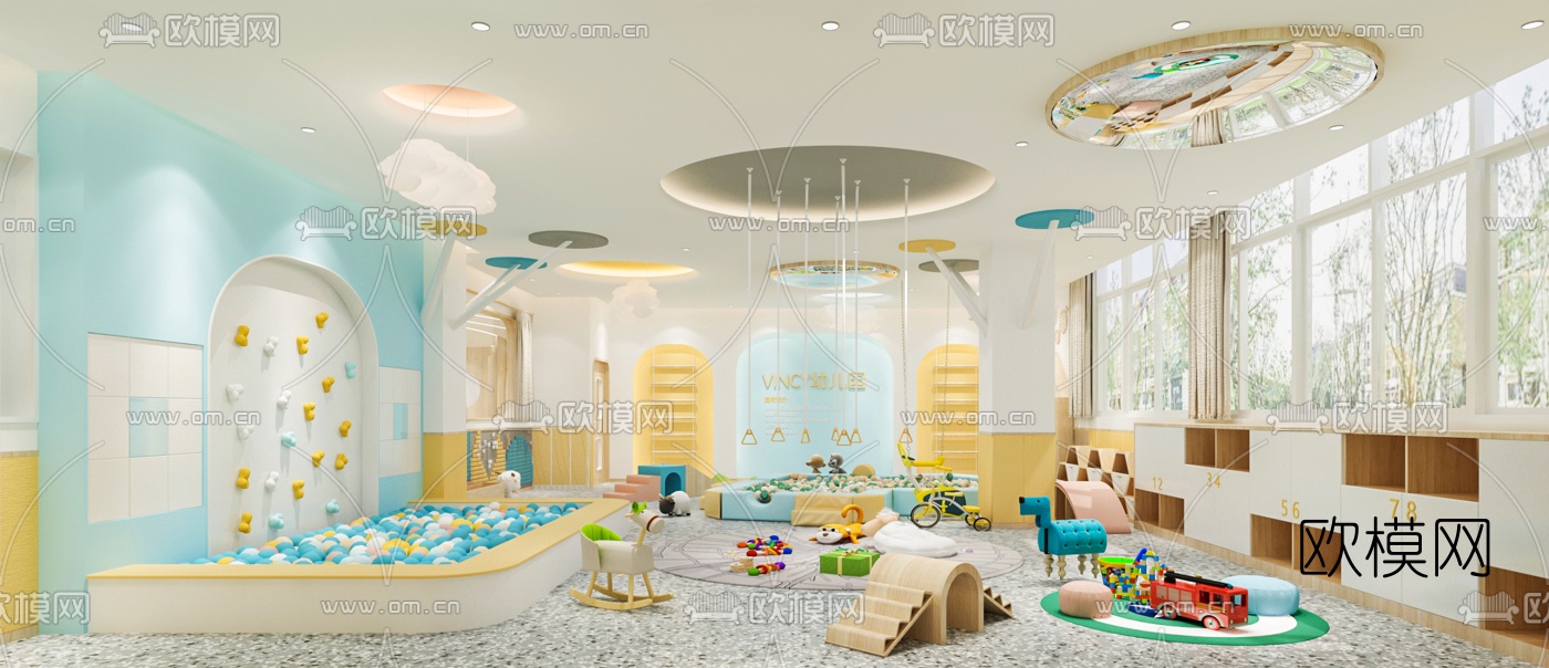 现代幼儿园活动室3d模型下载（渲染图2）