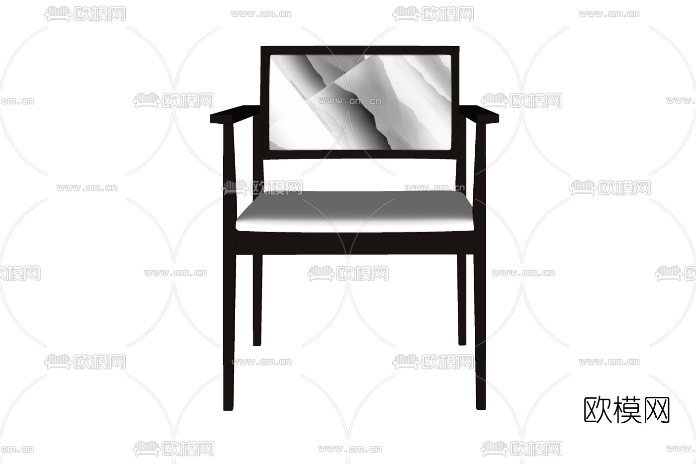 新中式布艺单椅su模型下载