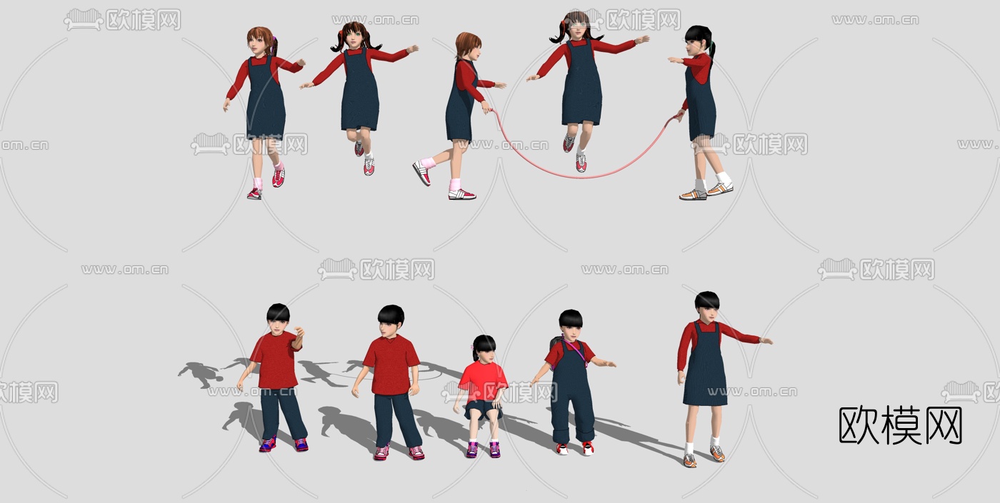现代运动小女孩su模型下载