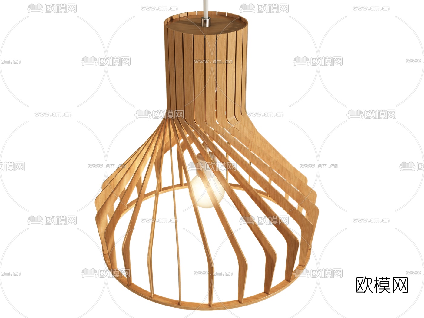 自然风原木吊灯3d模型下载（渲染图2）