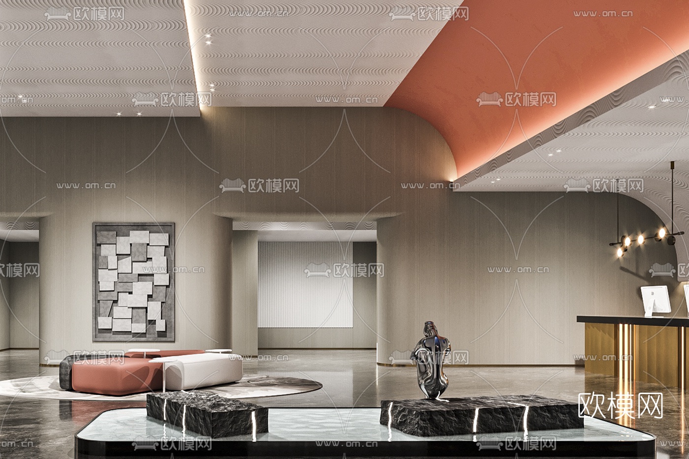 现代时尚酒店大堂3d模型