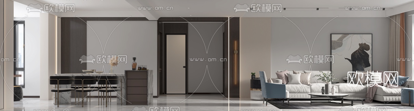 现代简约客餐厅3d模型