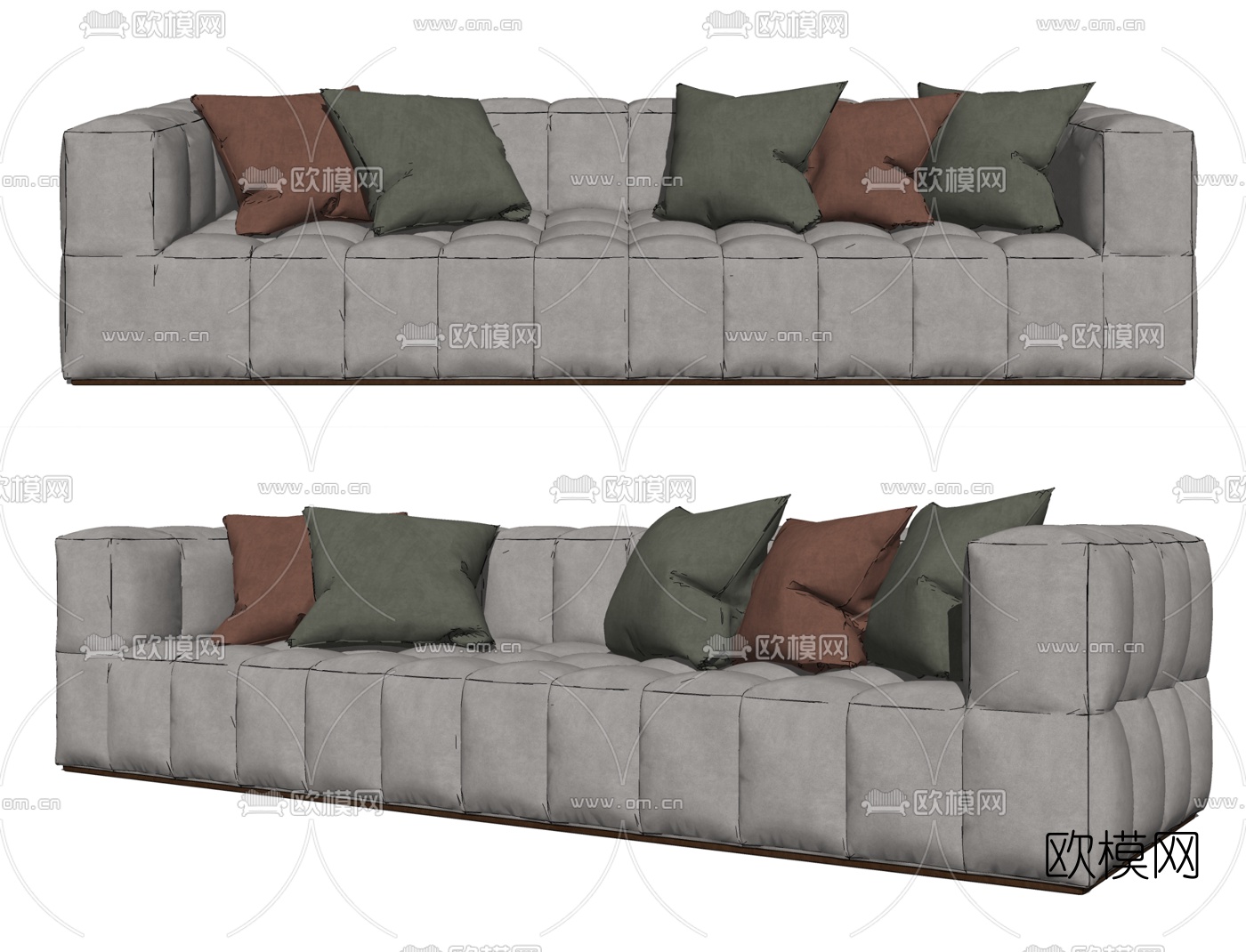 现代布艺多人沙发su模型下载（渲染图2）
