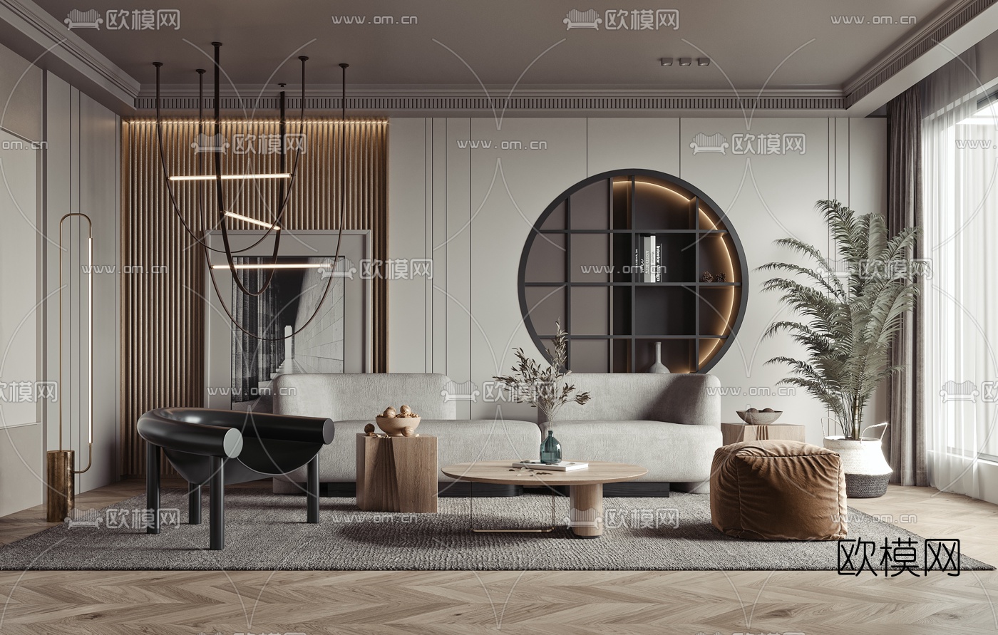 现代简约沙发组合3d模型下载