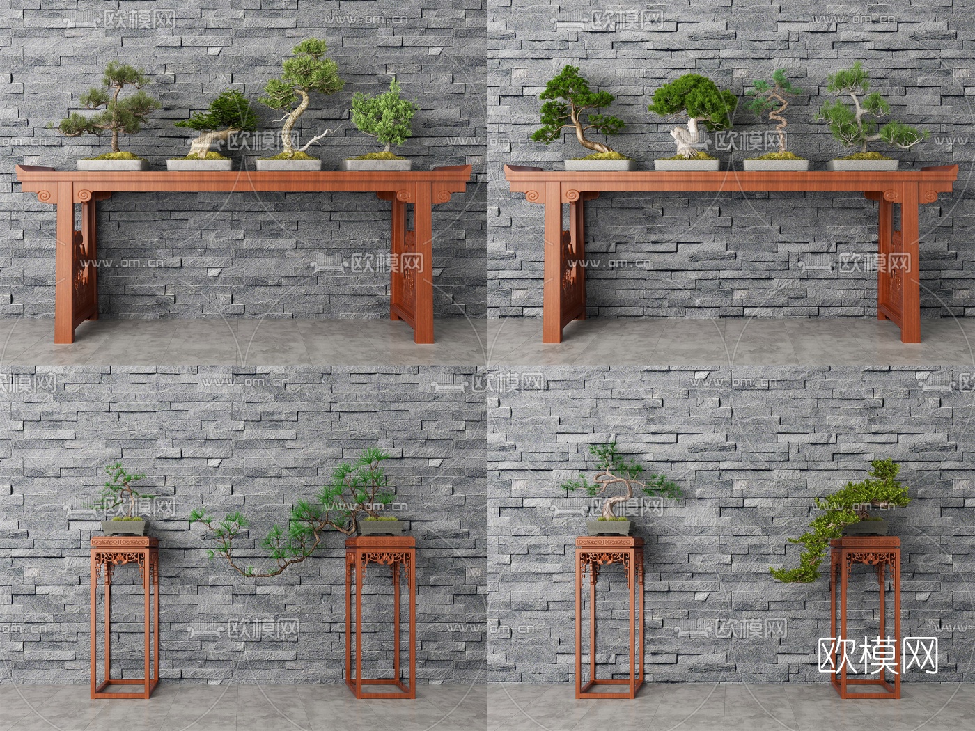 现代松树盆栽园艺小品3d模型下载（渲染图1）