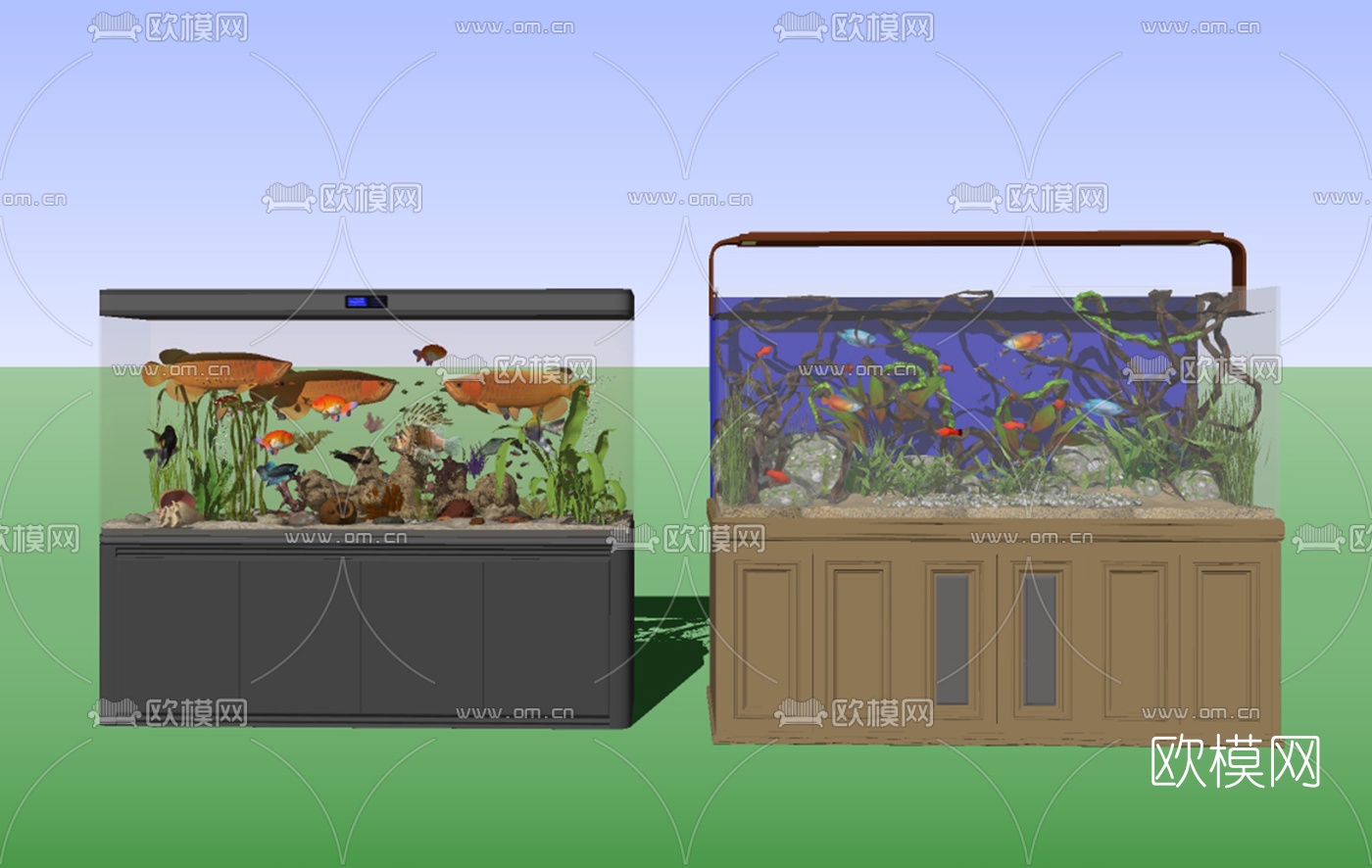 现代水族鱼缸su模型