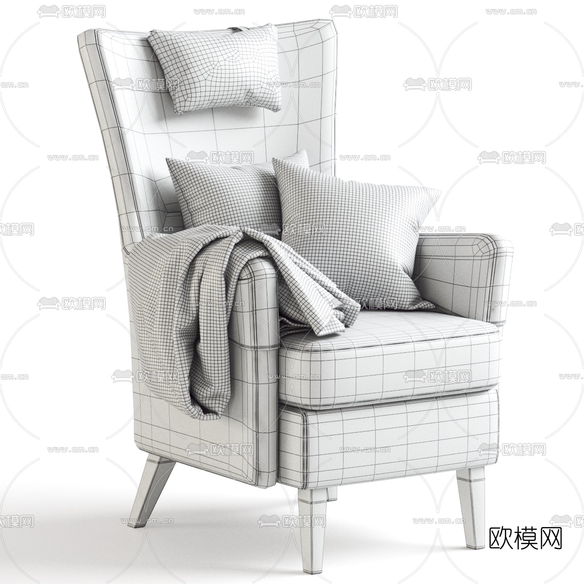 北欧布艺休闲沙发3d模型下载（渲染图3）