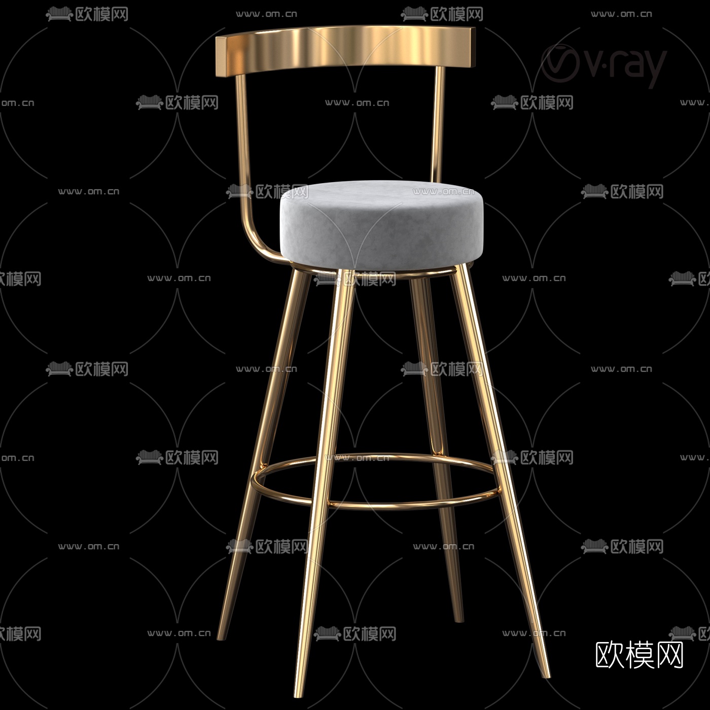 现代轻奢吧台桌椅3d模型