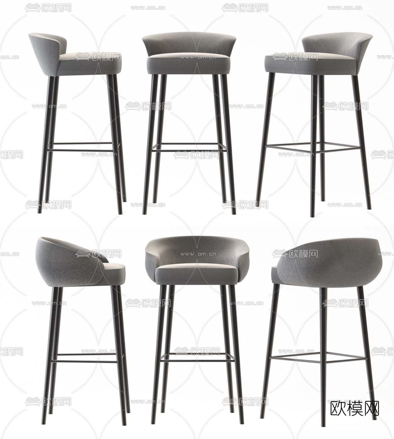 北欧布艺吧台椅3d模型下载