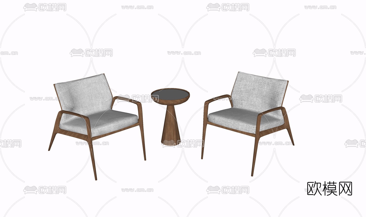 现代实木休闲桌椅免费su模型下载