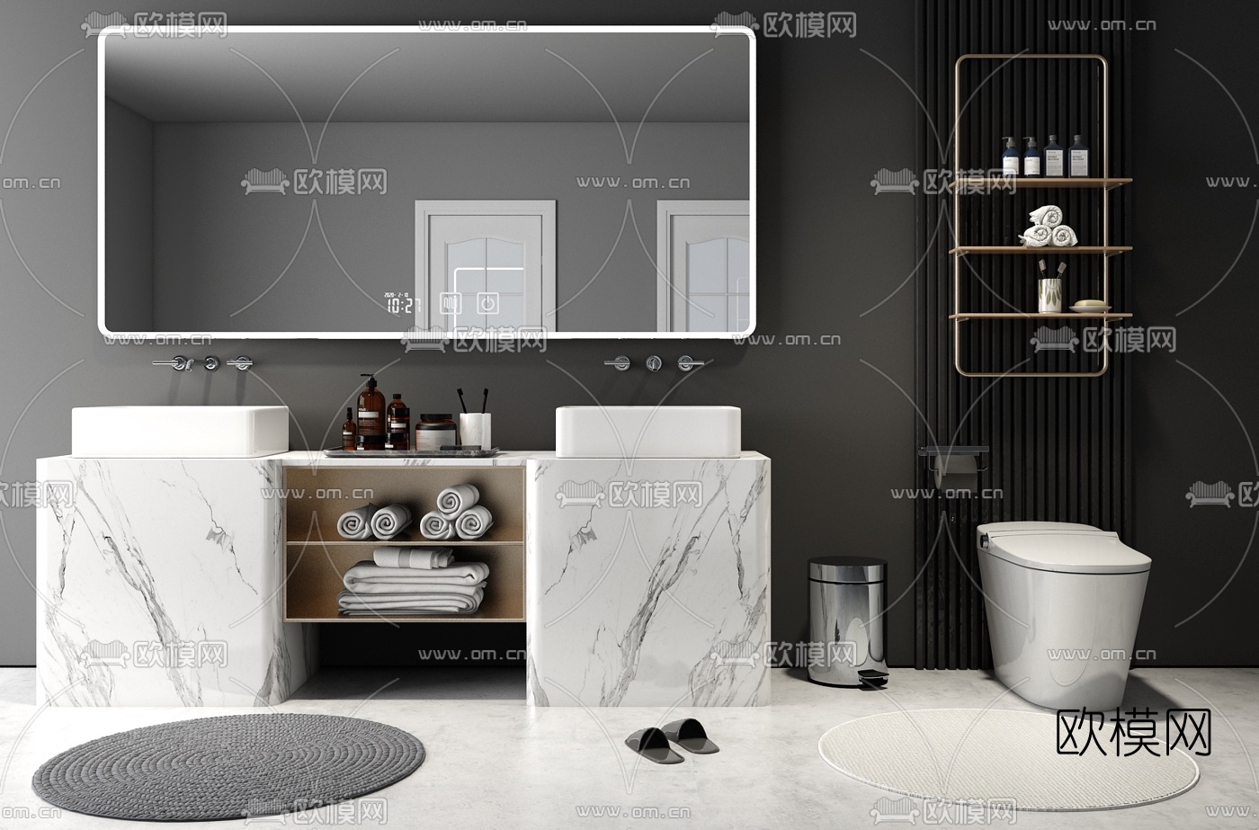 现代简约浴室柜马桶3d模型