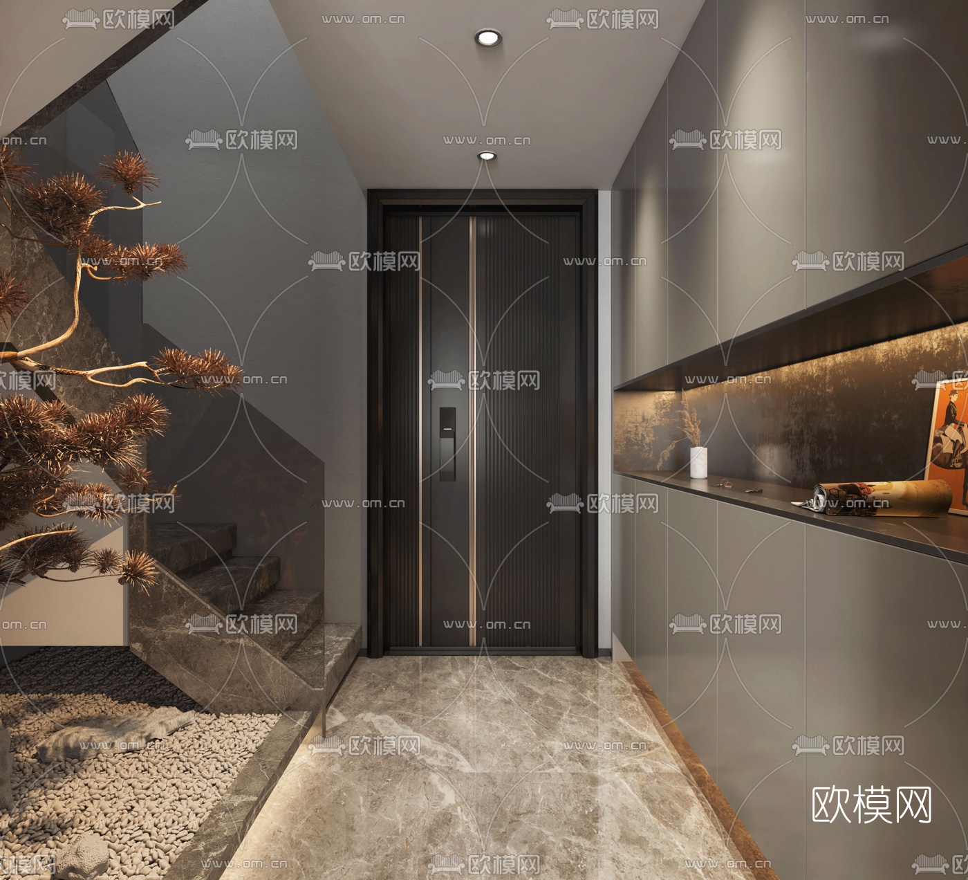 现代复式客厅餐厅厨房3d模型