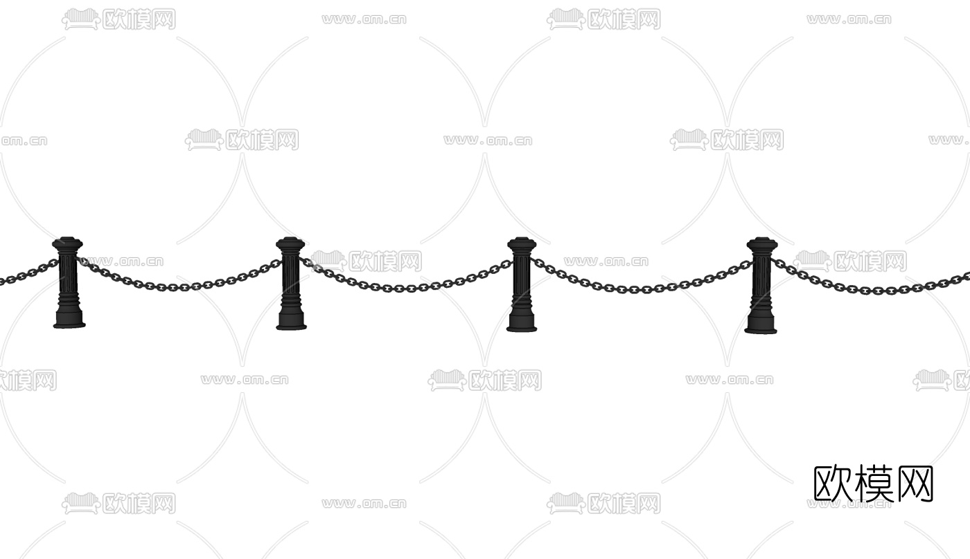 现代铁链护栏免费su模型下载