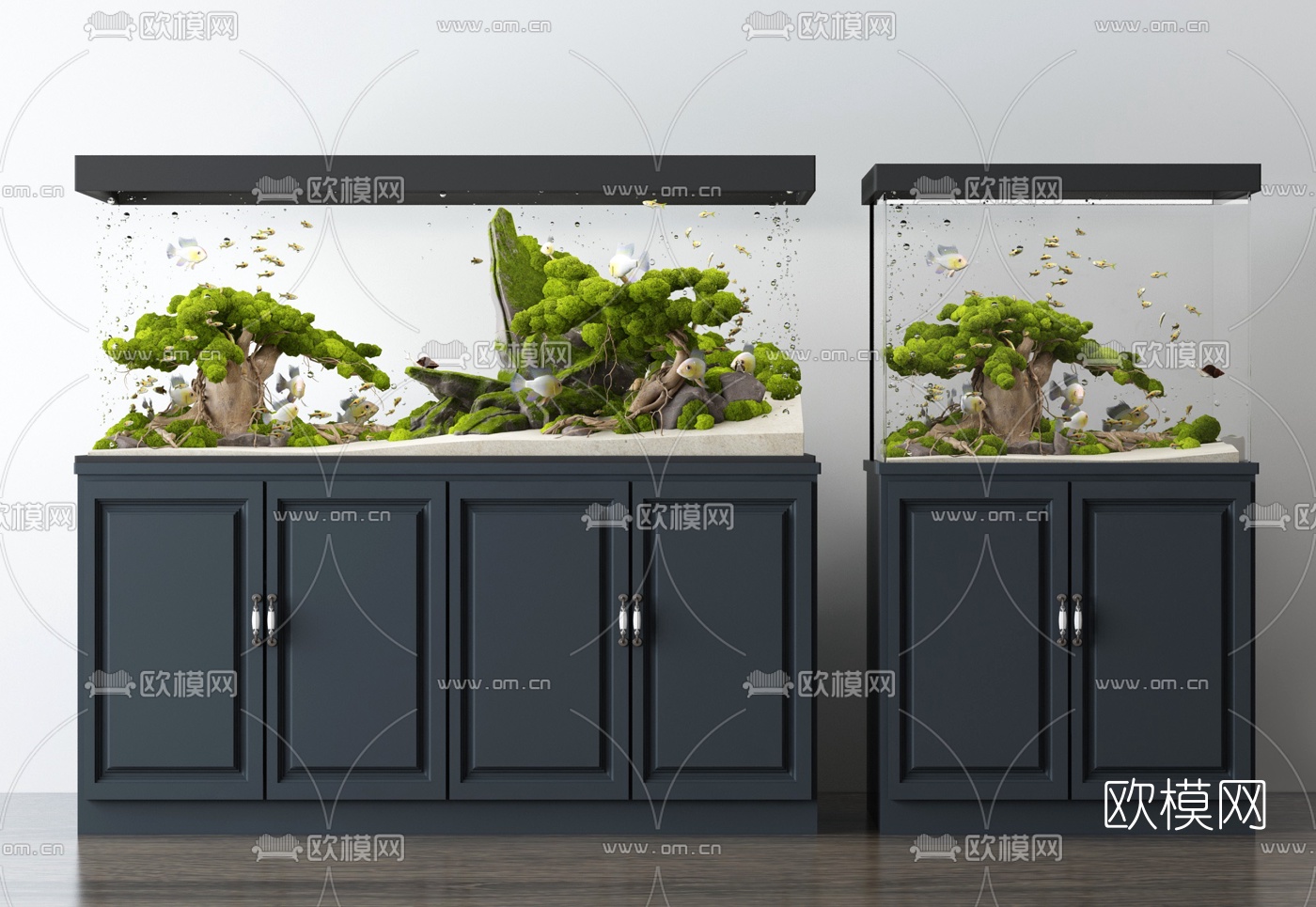 现代鱼缸水族箱3d模型下载