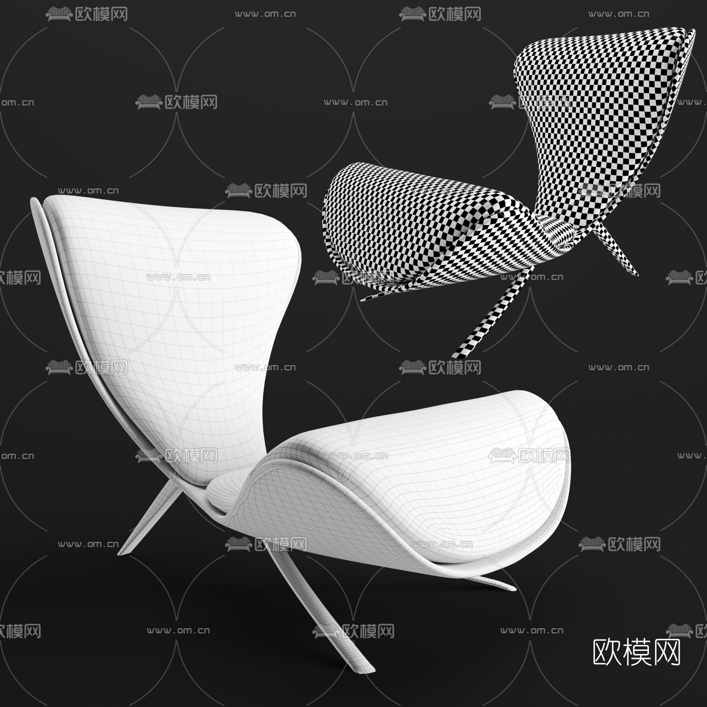 现代皮革躺椅3d模型