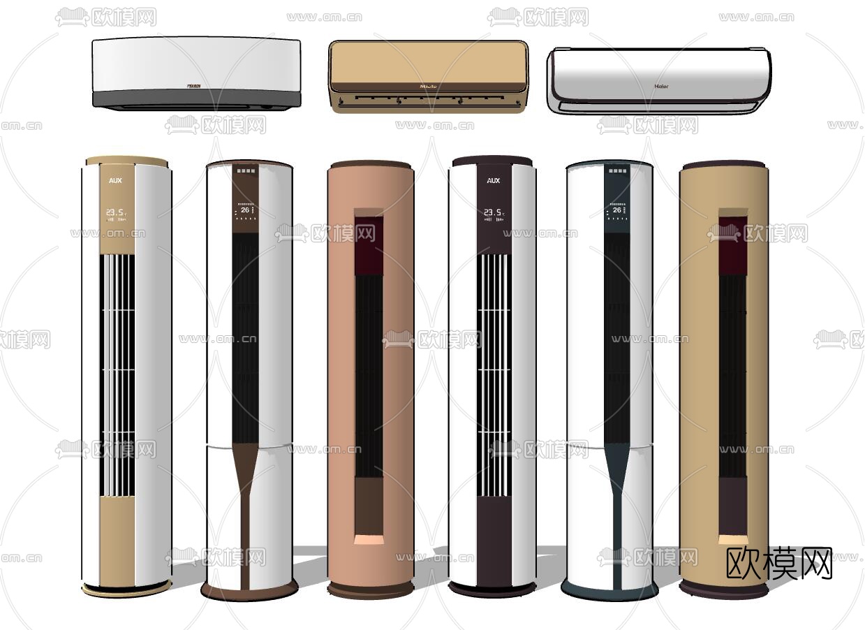 现代立式空调壁挂式空调su模型下载