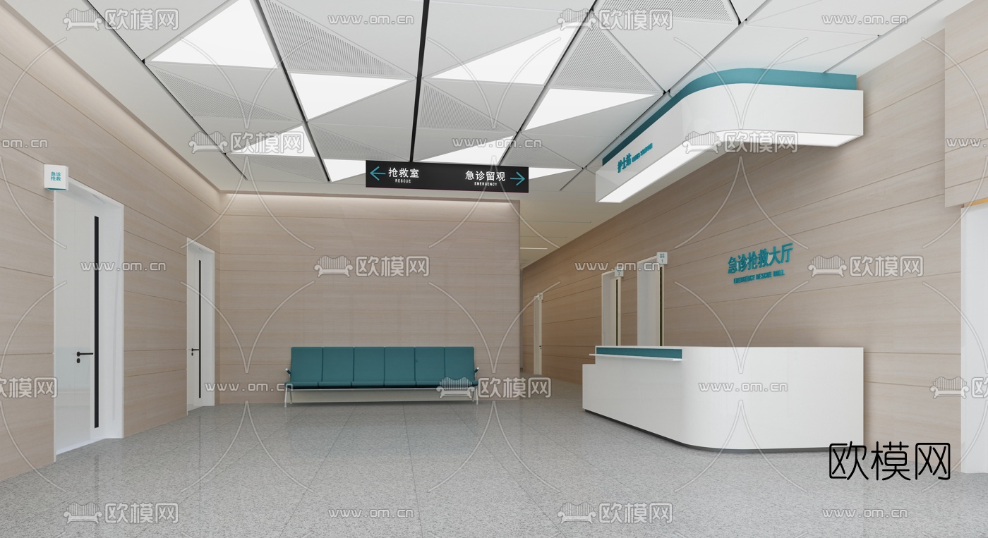 现代医院服务大厅3d模型