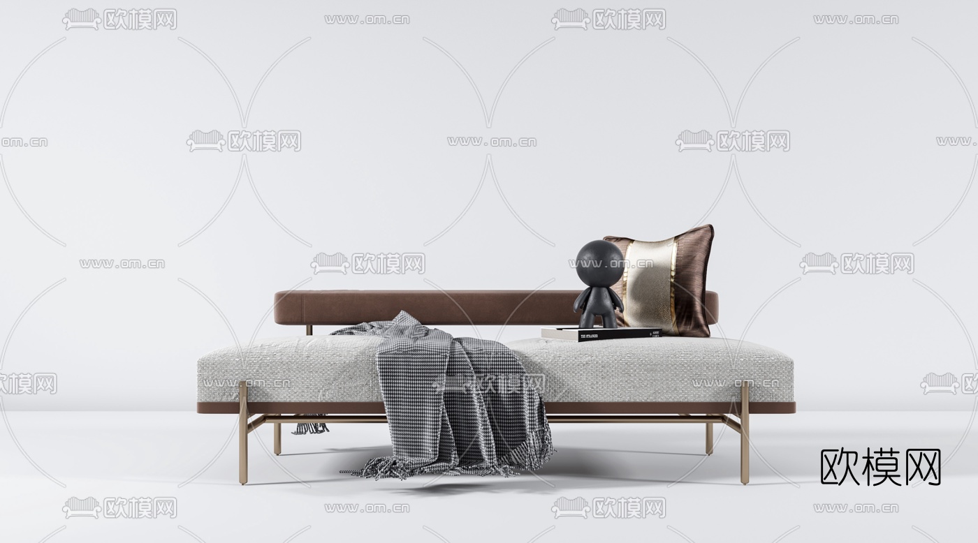 现代布艺贵妃椅3d模型下载（渲染图3）