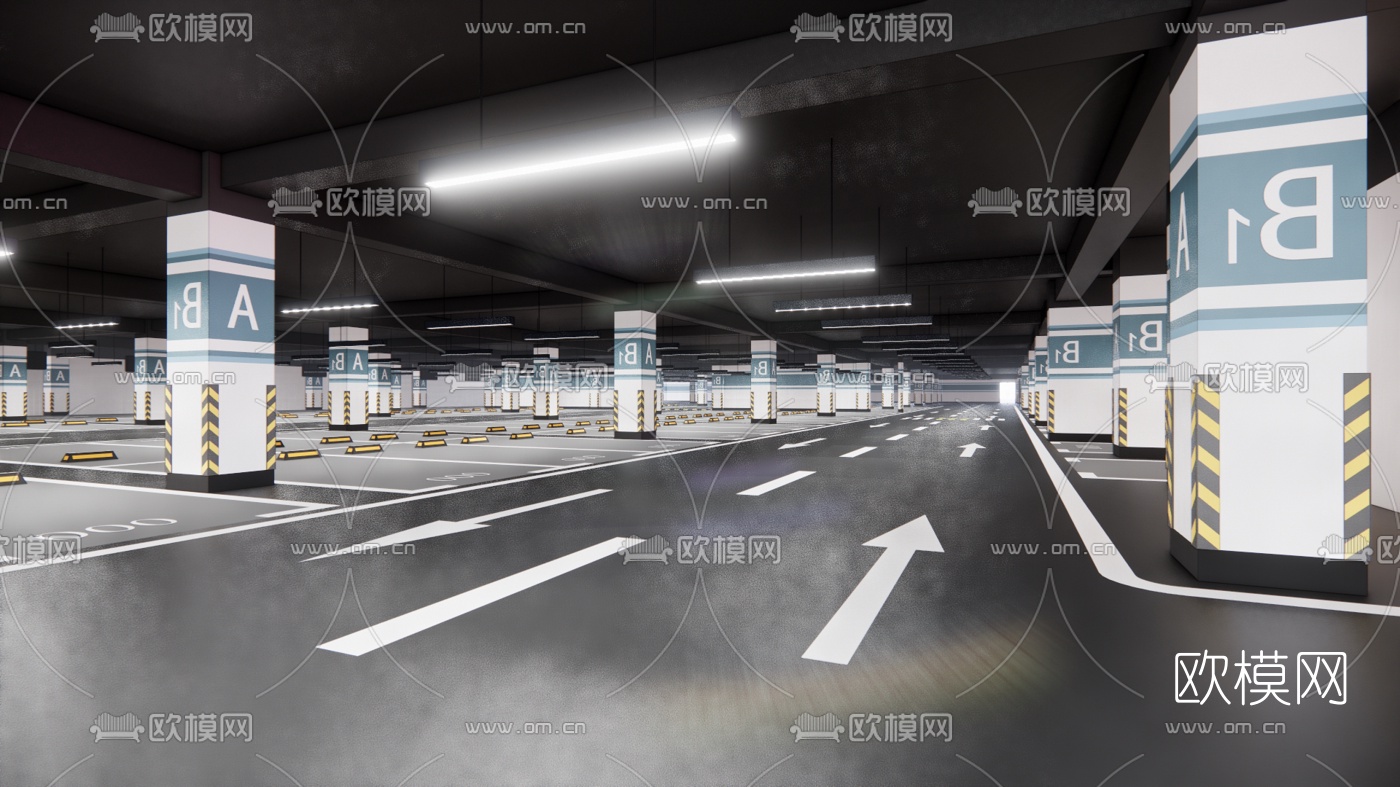 现代地下停车场su模型