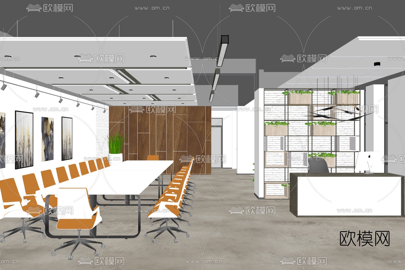 现代会议室su模型下载