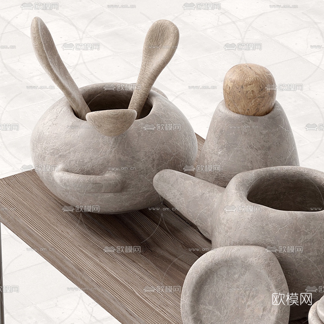 北欧陶罐器皿3d模型