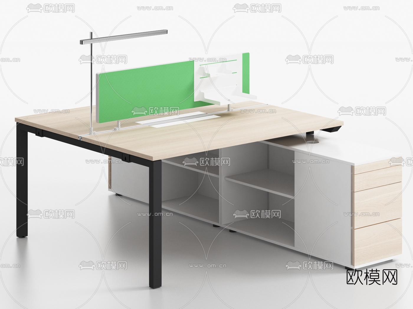 现代办公桌卡位3d模型