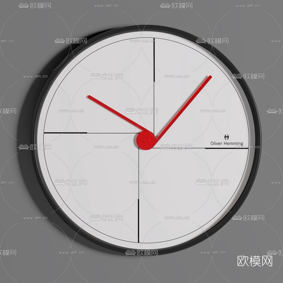 现代简易挂钟3d模型下载(渲染图2)