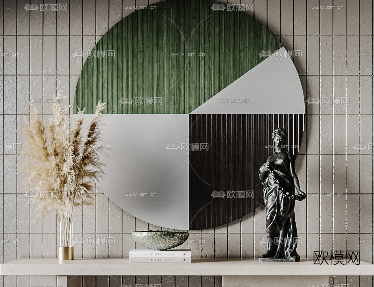 现代端景条案3d模型