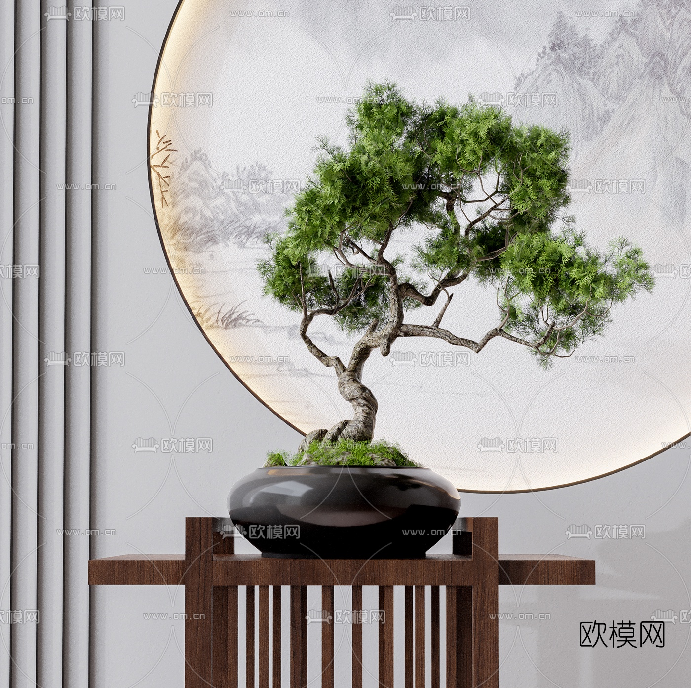 新中式绿植盆栽盆景3d模型下载