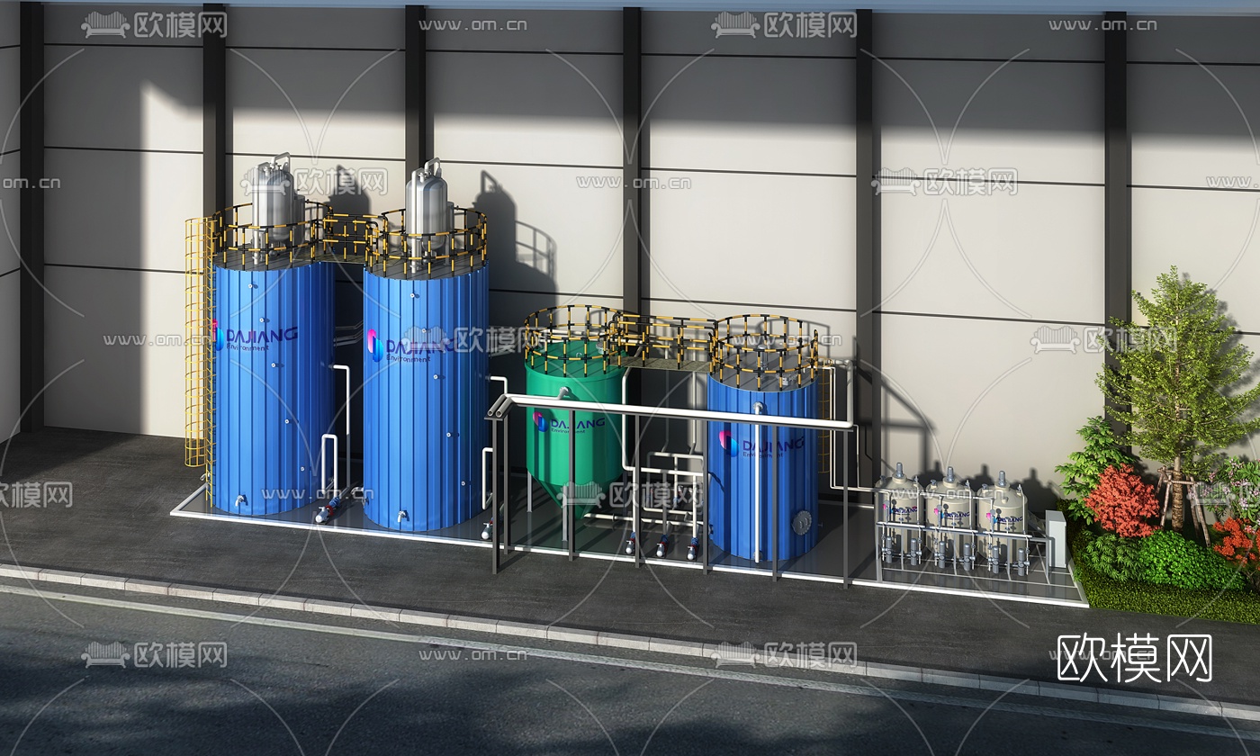 工业风水塔油箱设备3d模型下载