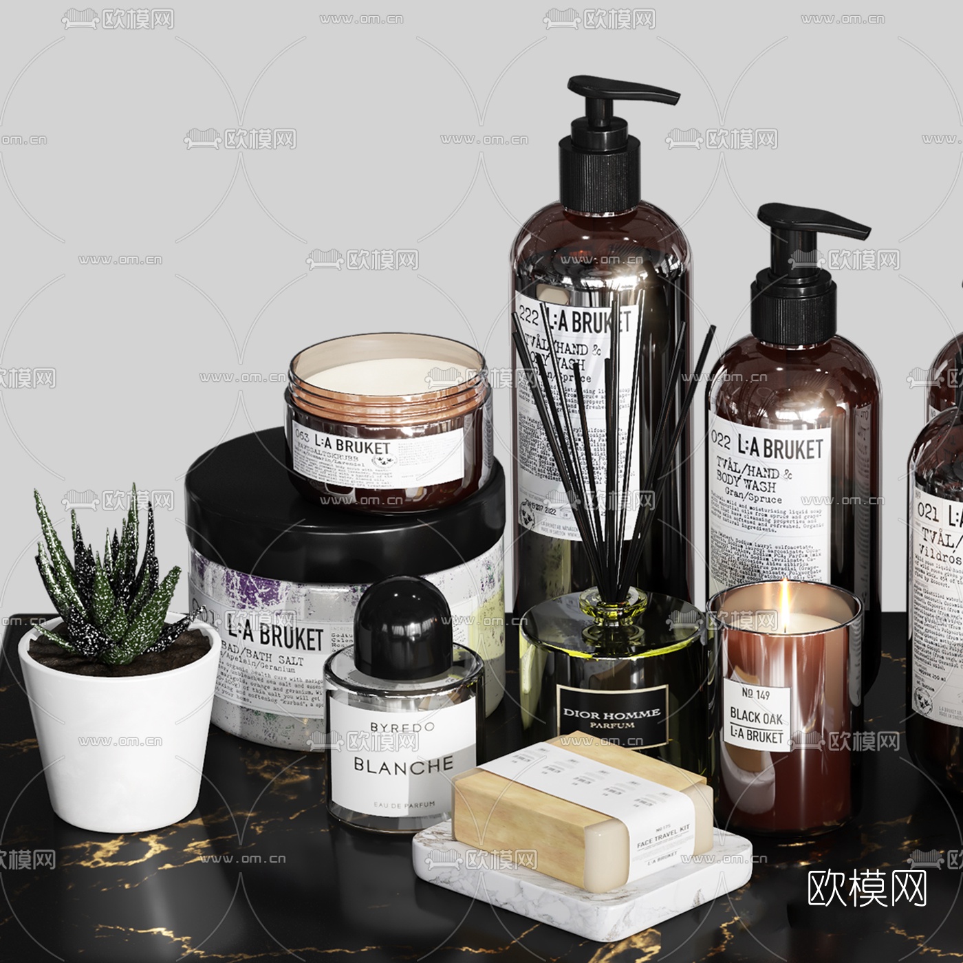 现代沐浴露洗漱用品3d模型下载（渲染图2）
