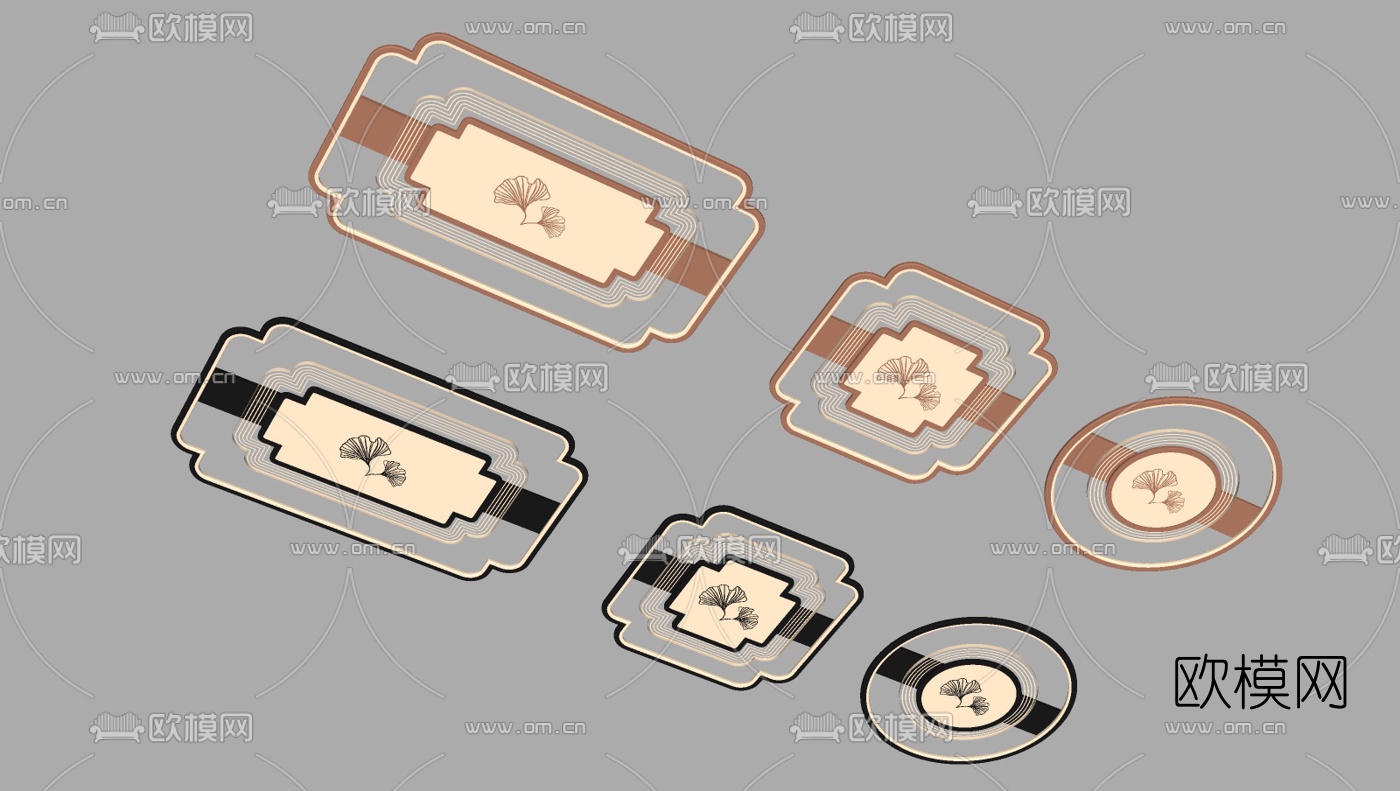 新中式轻奢吸顶灯su模型下载（渲染图2）