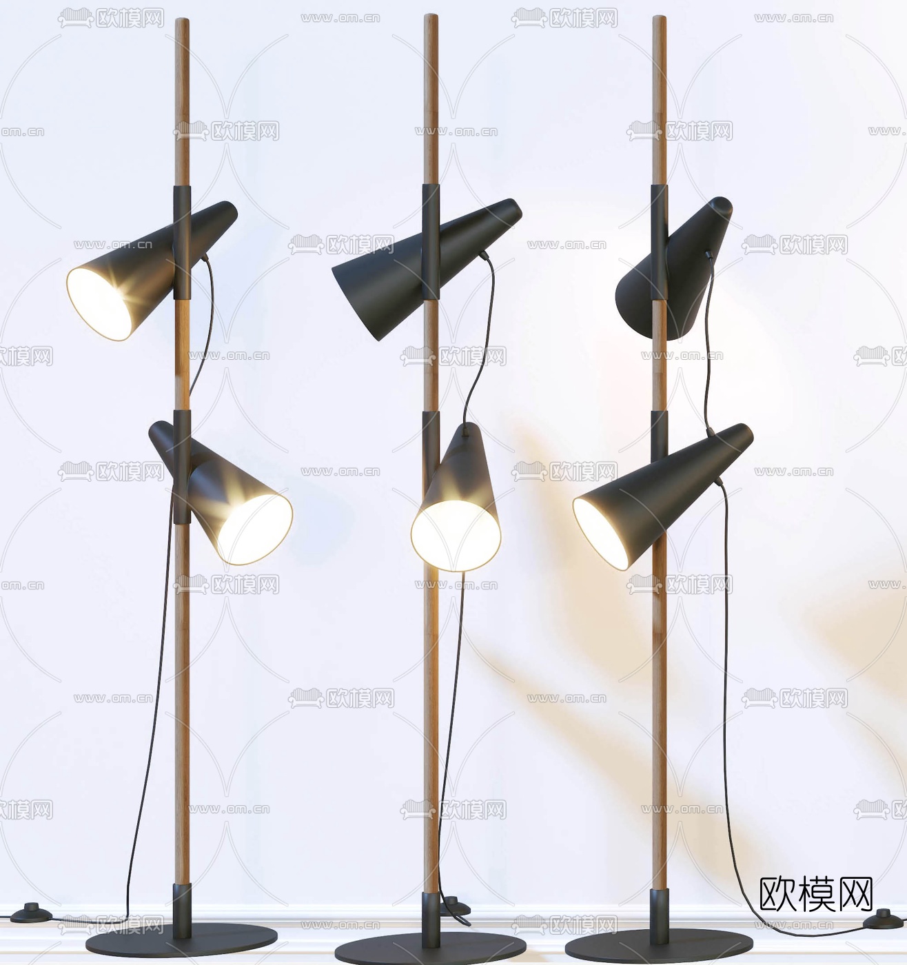 现代金属烤漆落地灯3d模型下载（渲染图2）