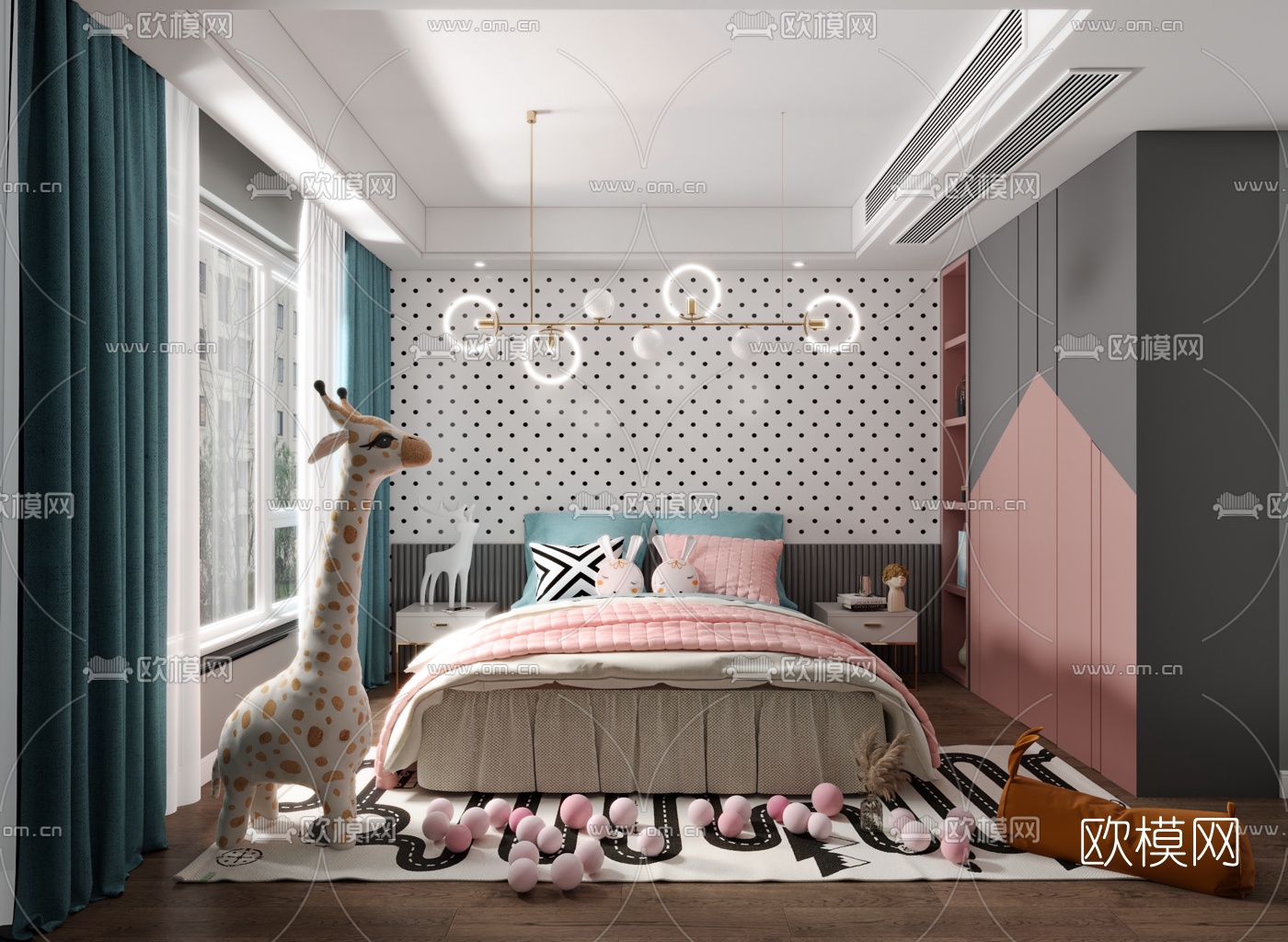 现代儿童房3d模型下载