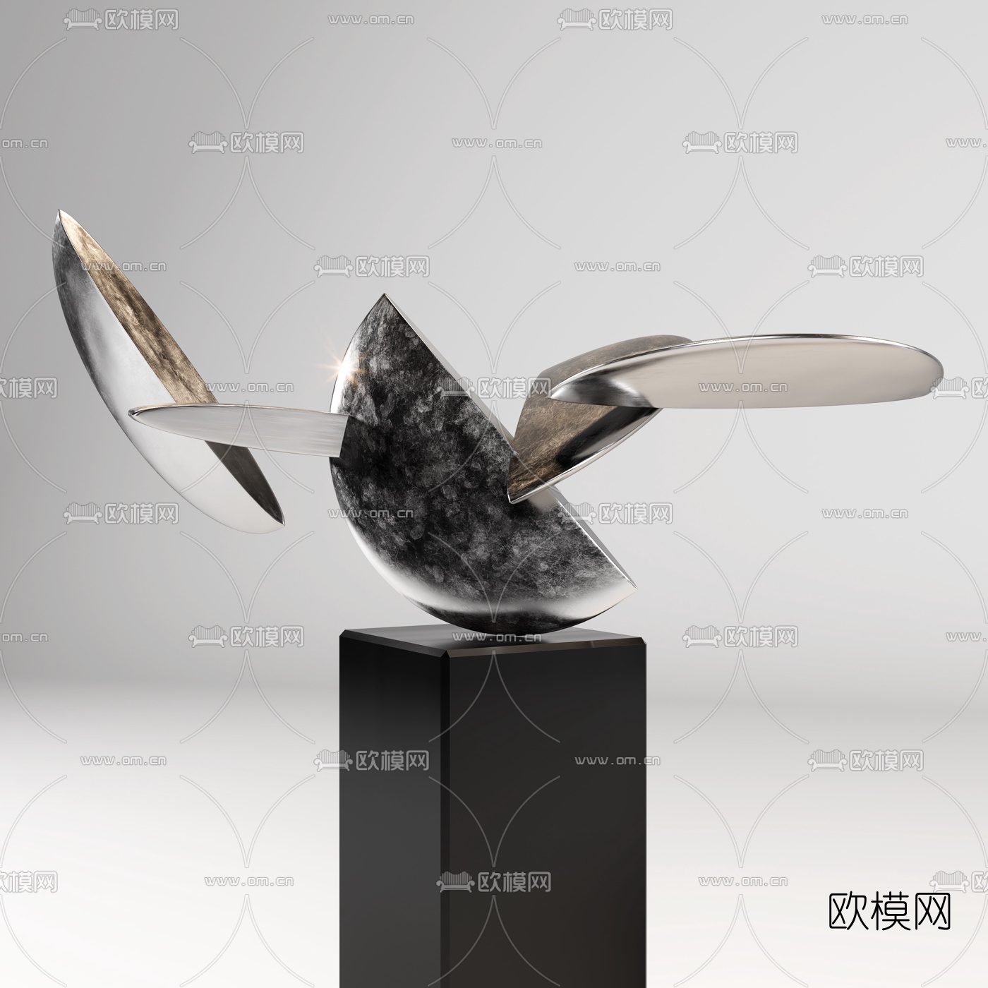 现代抽象雕塑3d模型下载（渲染图1）