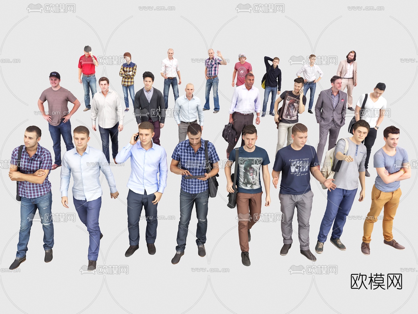 欧式男性站姿人物3d模型下载（渲染图1）