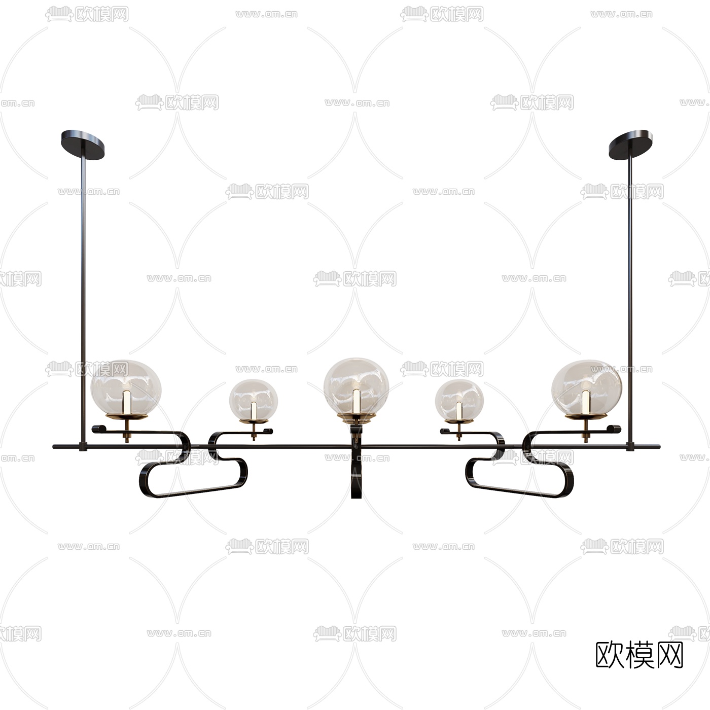 新中式铁艺烛台吊灯3d模型下载（渲染图3）