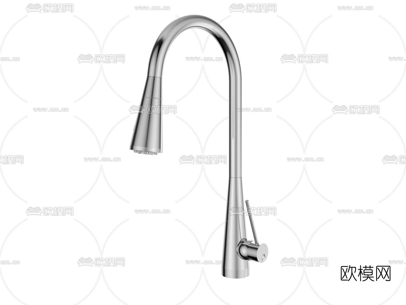 现代不锈钢水龙头3d模型下载（渲染图2）