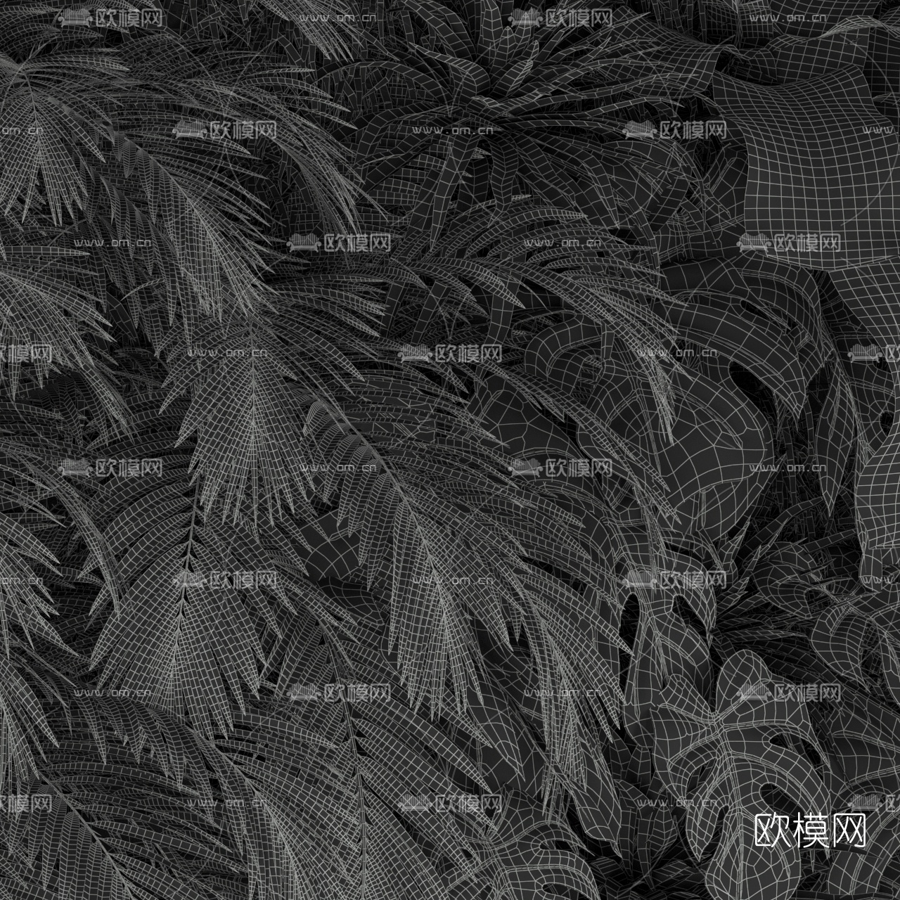 现代花草植物墙3d模型