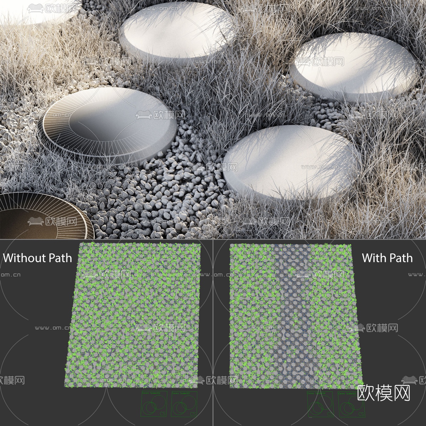 现代草地草坪3d模型下载（渲染图3）