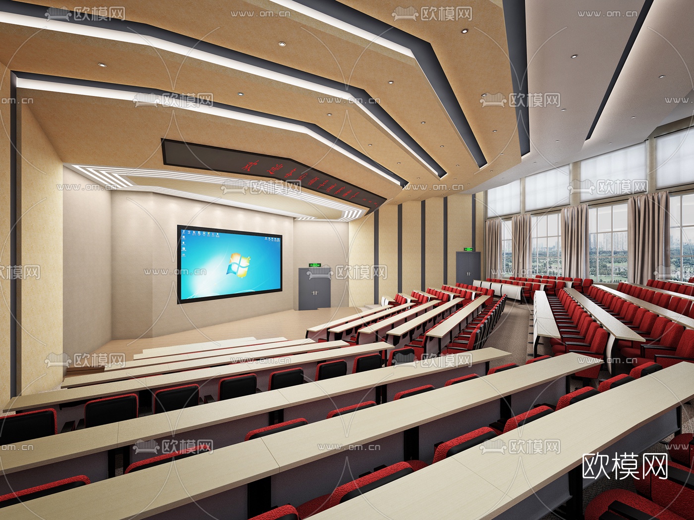 现代学校阶梯报告厅大会议厅3d模型