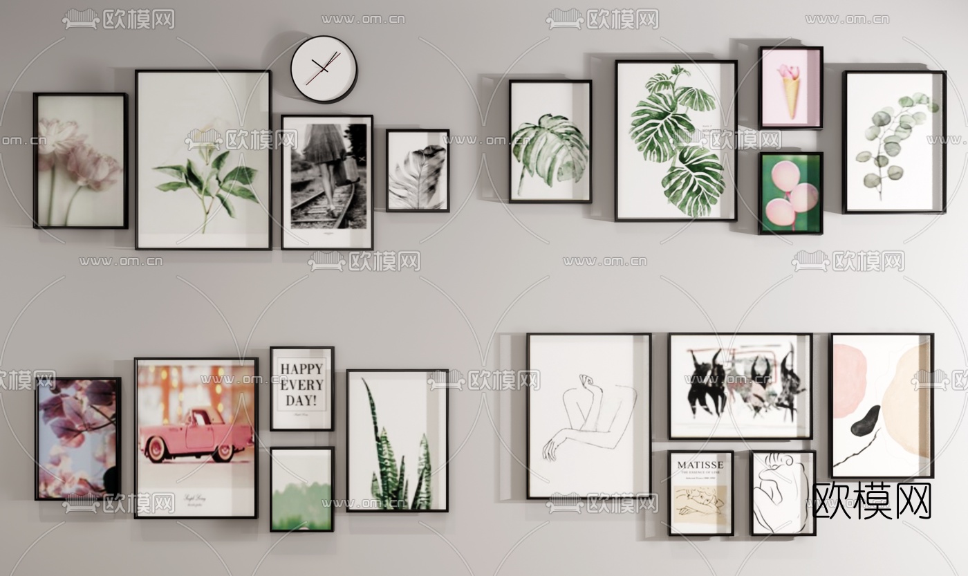 北欧装饰画su模型下载（渲染图1）