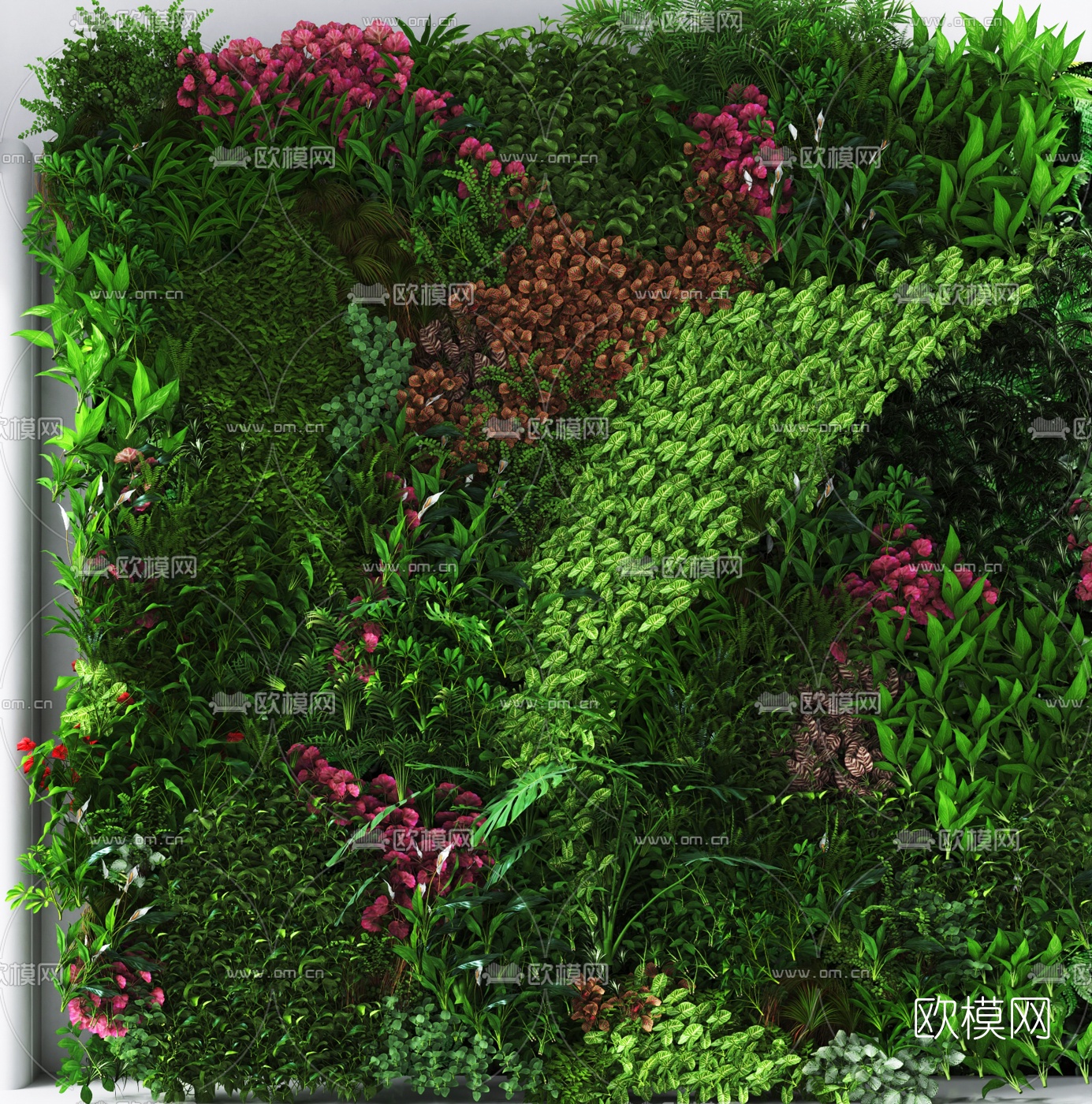 现代植物墙3d模型