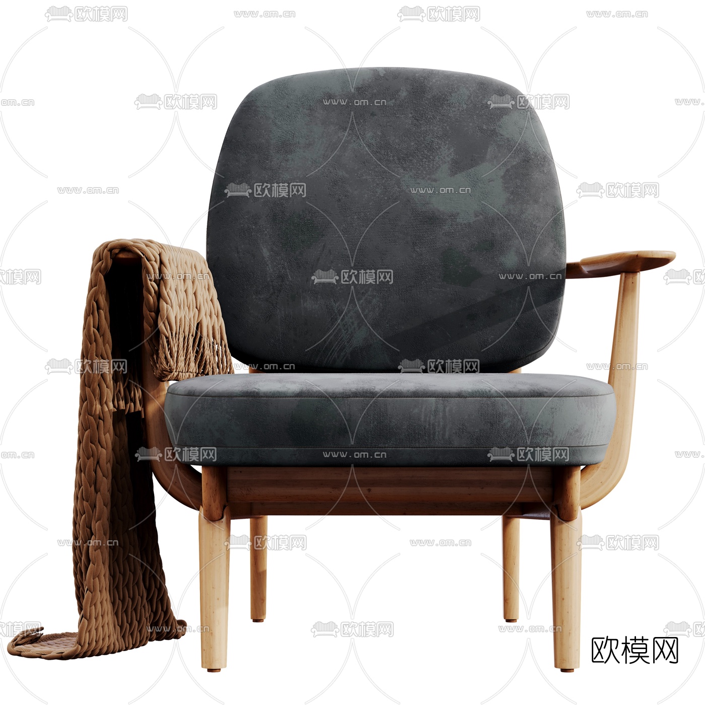 北欧原木休闲椅3d模型