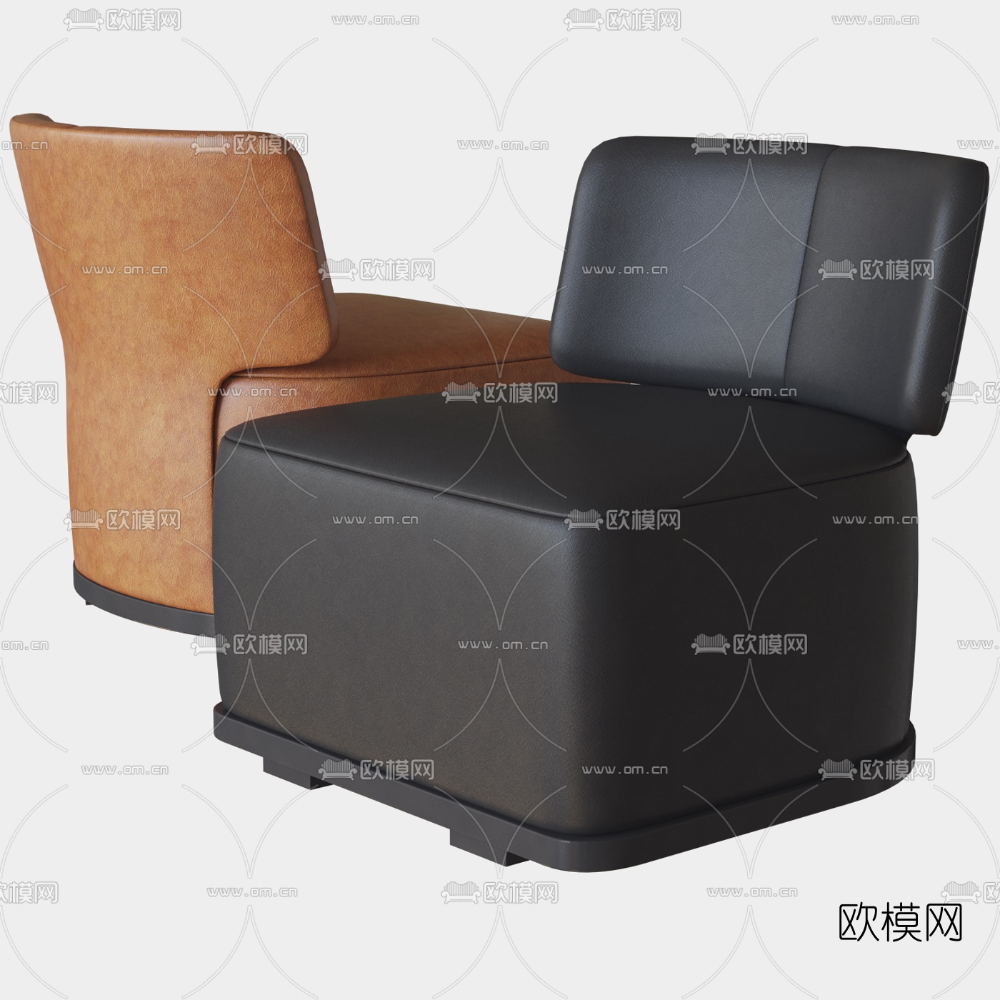 现代皮革单人沙发3d模型下载（渲染图1）