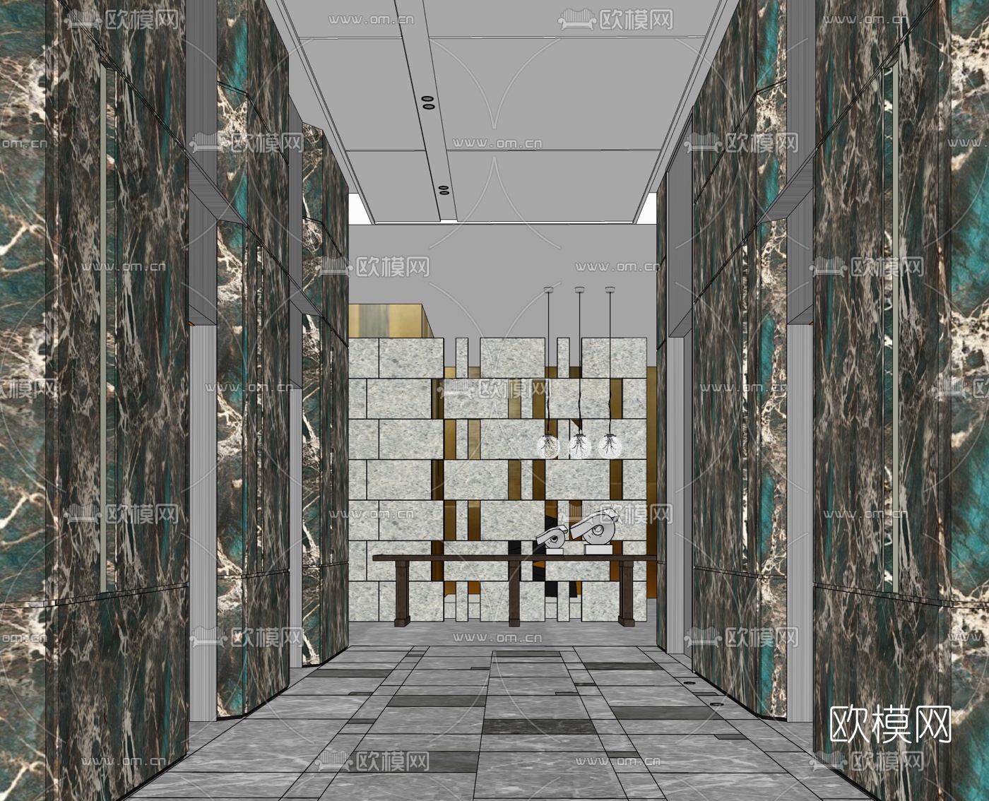 现代电梯厅su模型下载